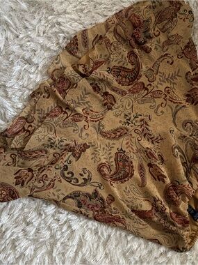 Chaps Paisley Skirt in Beige with Pink Accents L fits like M
